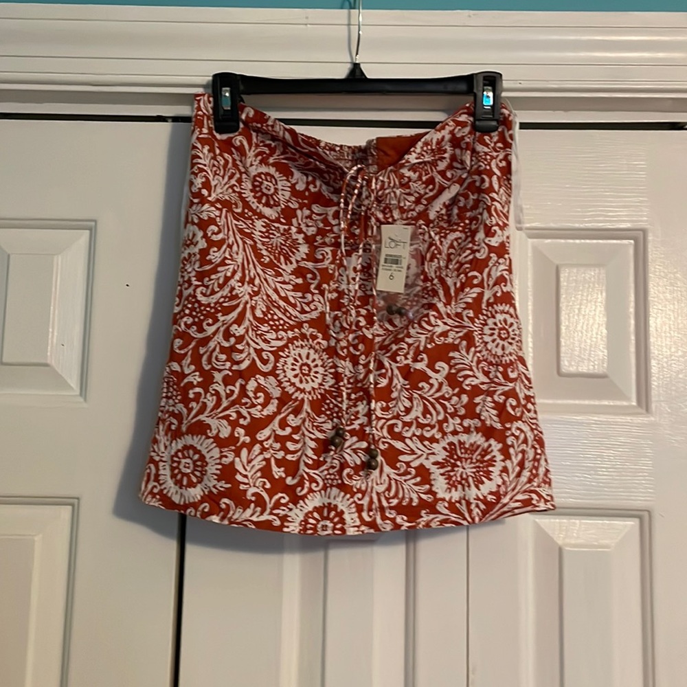 Ann Taylor Loft Red and white tube top.